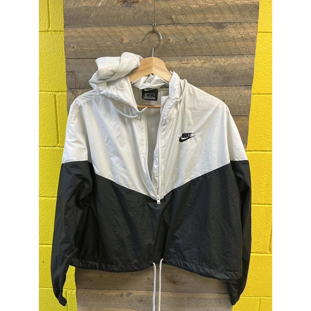 NIKE Sportswear Jacket Cropped Hoodie Chevron White Black Size XL - Picture 2 of 3